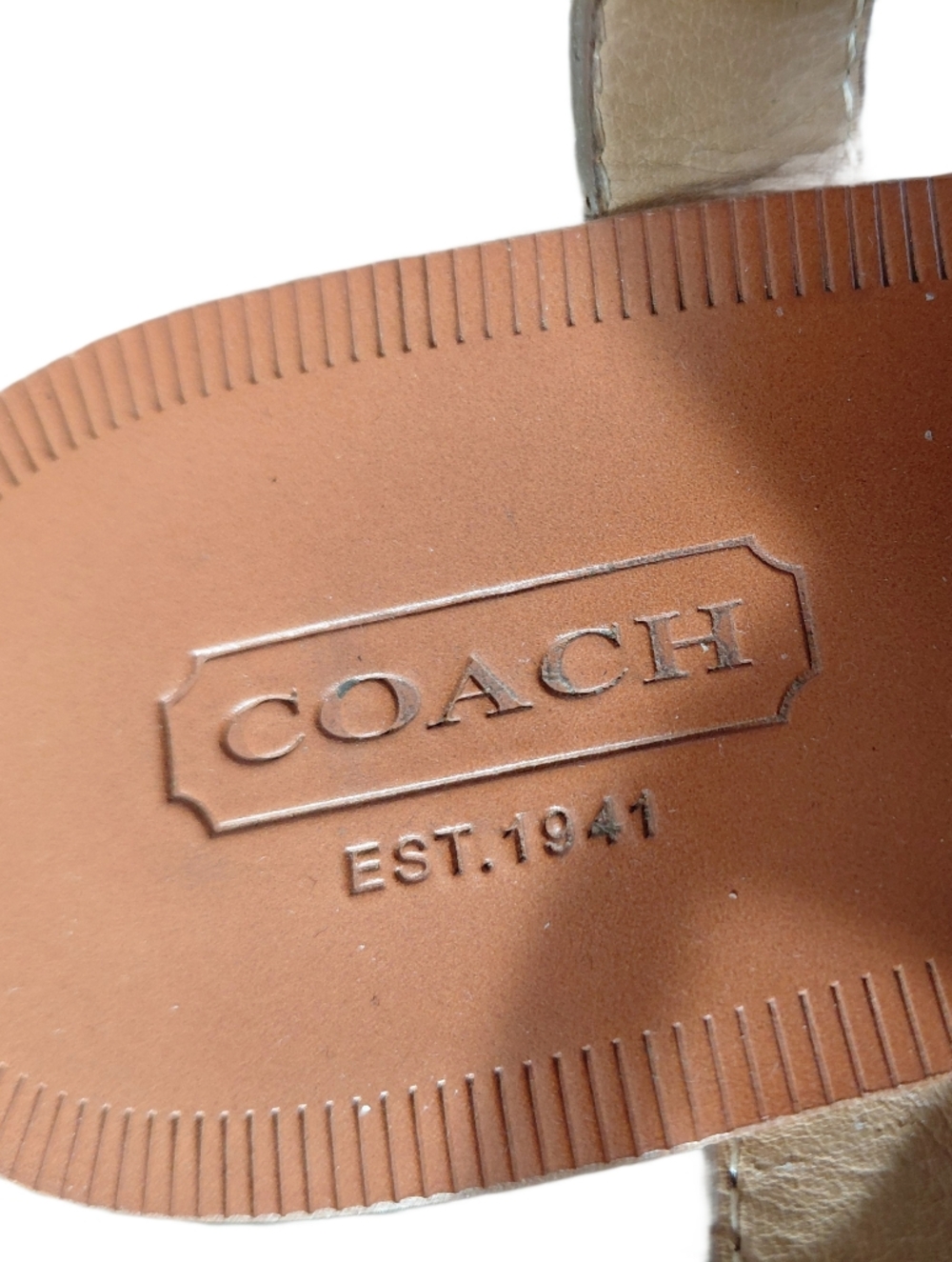 Coach India Metallic Gold T-Strap Sandals Size 7.5 - Picture 9 of 10